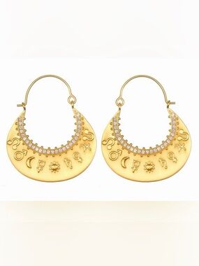Mystic Planet Hoop Earrings – 18K Gold Plated